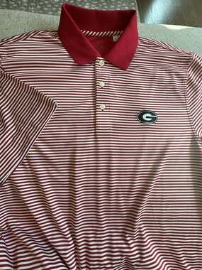 Cutter and Buck Georgia Bulldogs Drytec Trevor Stripe Polo Red XL